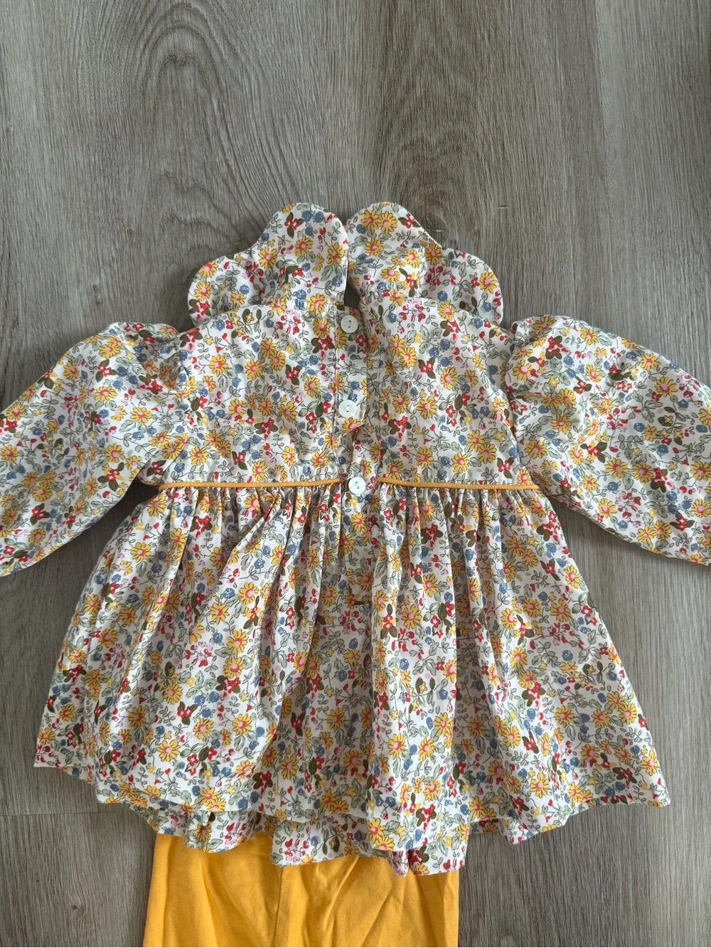 Children's Floral Smocked Top & Mustard Legging Matching Set